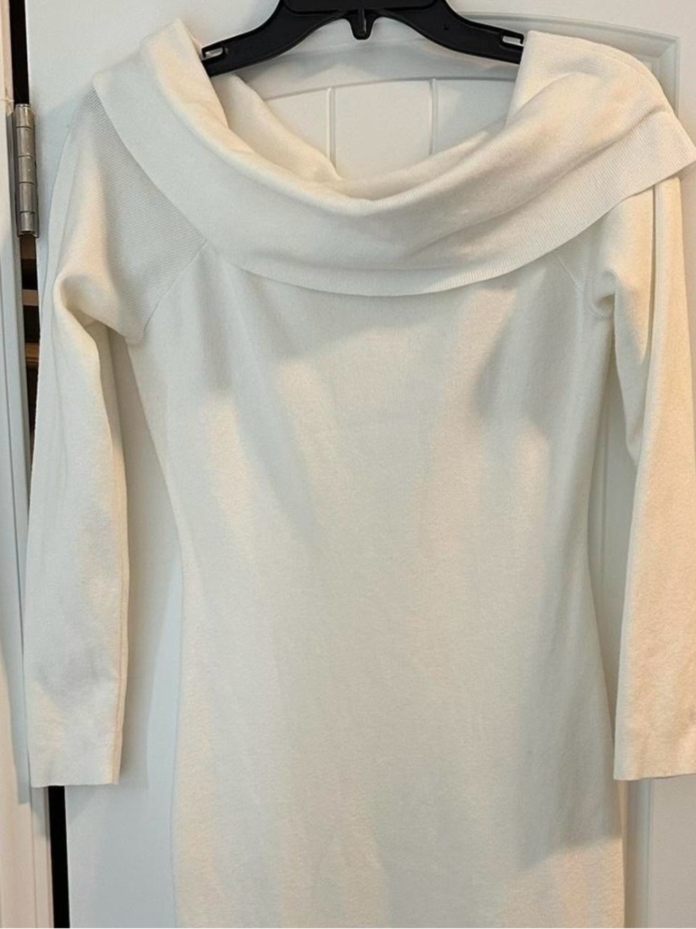 Off-Shoulder White Women's Sweater Maxi Dress